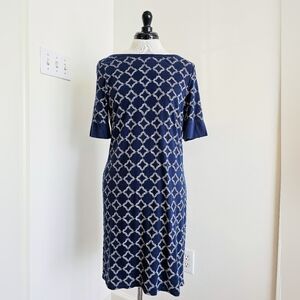 Gilligan & O'Malley Navy Blue Cotton Nightgown 3/4 Sleeve Boatneck Sleep Dress S